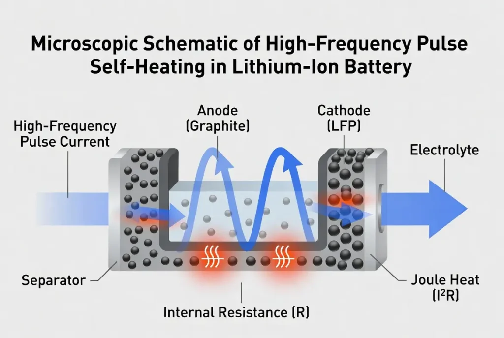 Microscopic illustration of high-frequency pulse self-heating