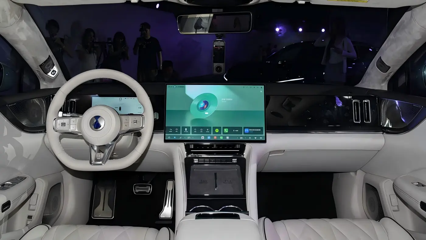 Denza Z9S white interior center console with floating touchscreen