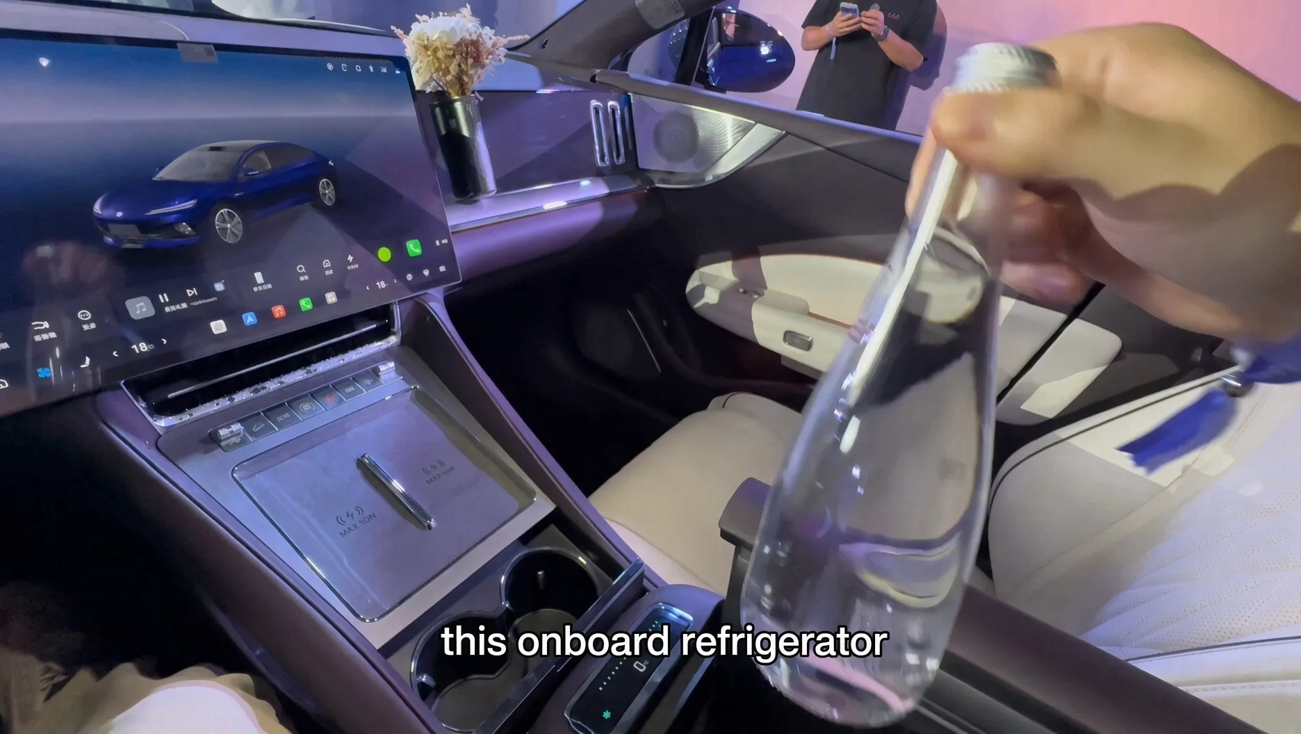 Denza Z9S centre console with the onboard refrigerator demonstrated at the launch event