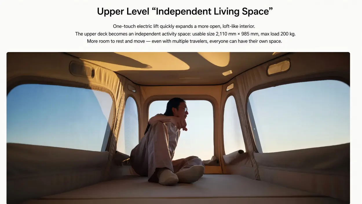 Xiaomi Pengcheng N90 MAX Explorer Edition: Roof Tent Space