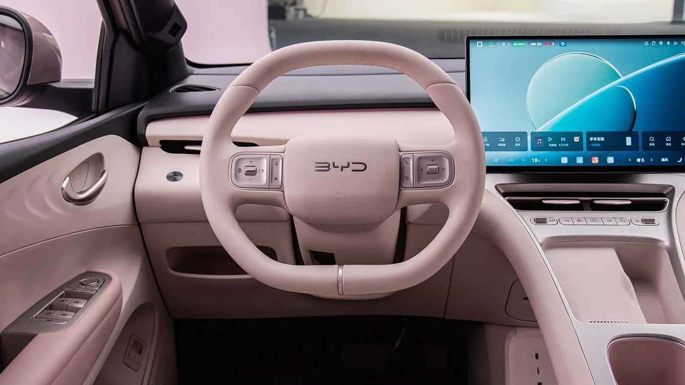 Driver's view of the second-generation BYD Seagull cabin