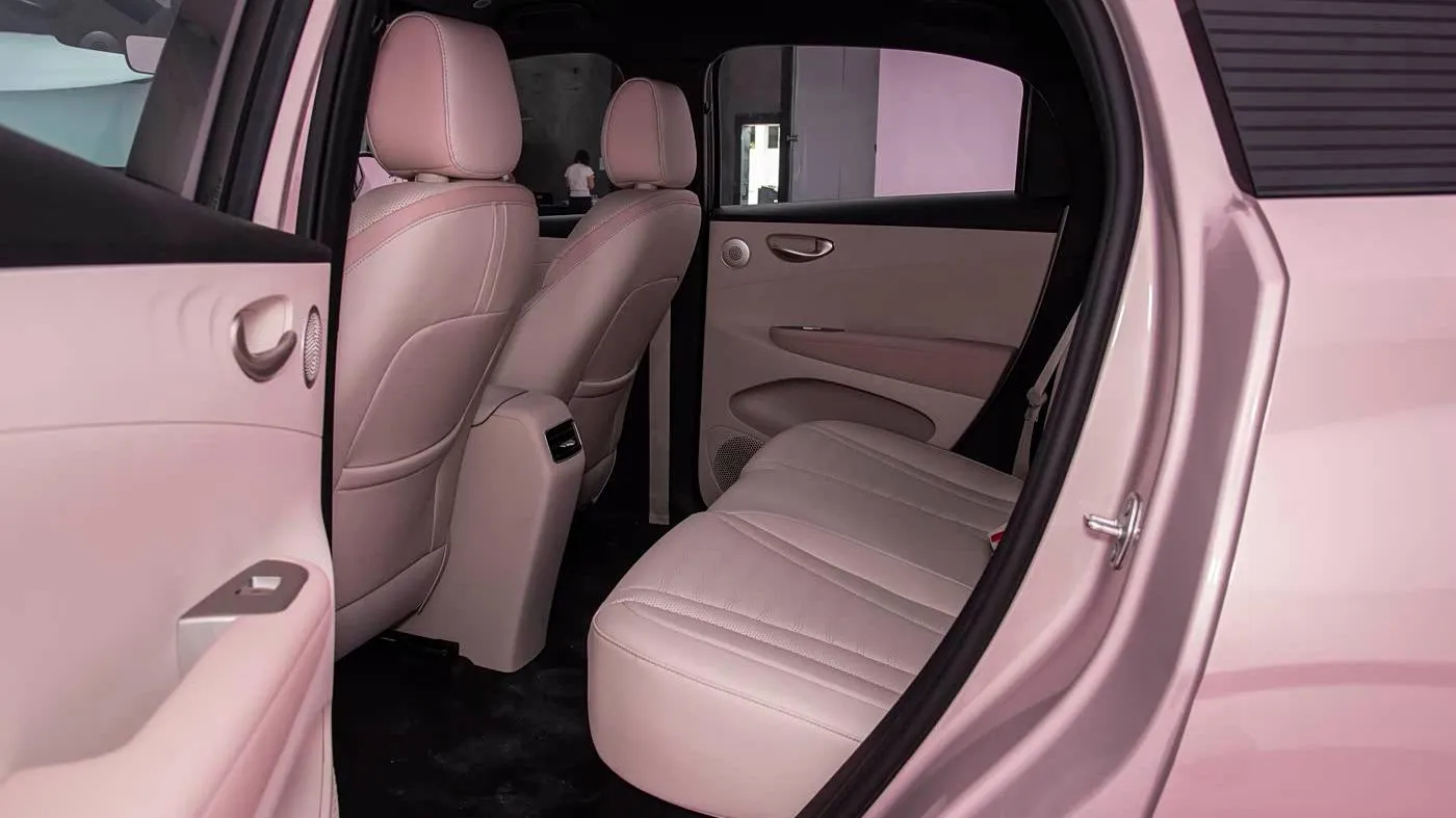 Second-generation BYD Seagull front seats seen through the open door